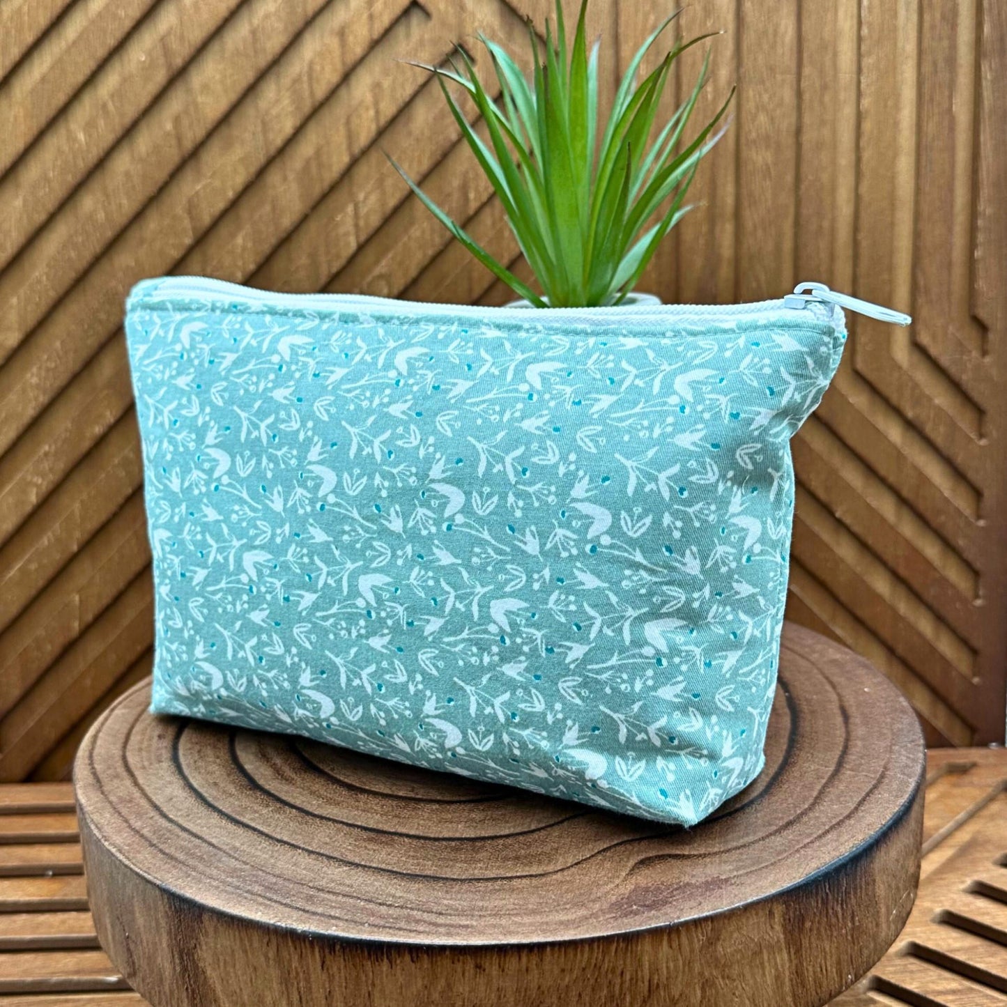 Chic Sage Blossom Makeup Bag - Travel Essential and Luxe Organizer