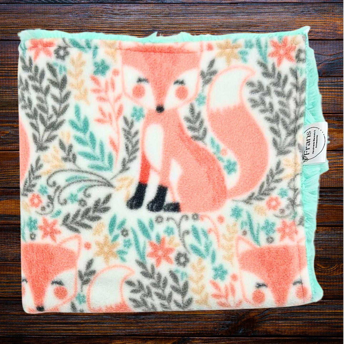 Adorable Peach Fox and Mint Minky Baby Lovey - Cuddle Buddy for Comfort and Security