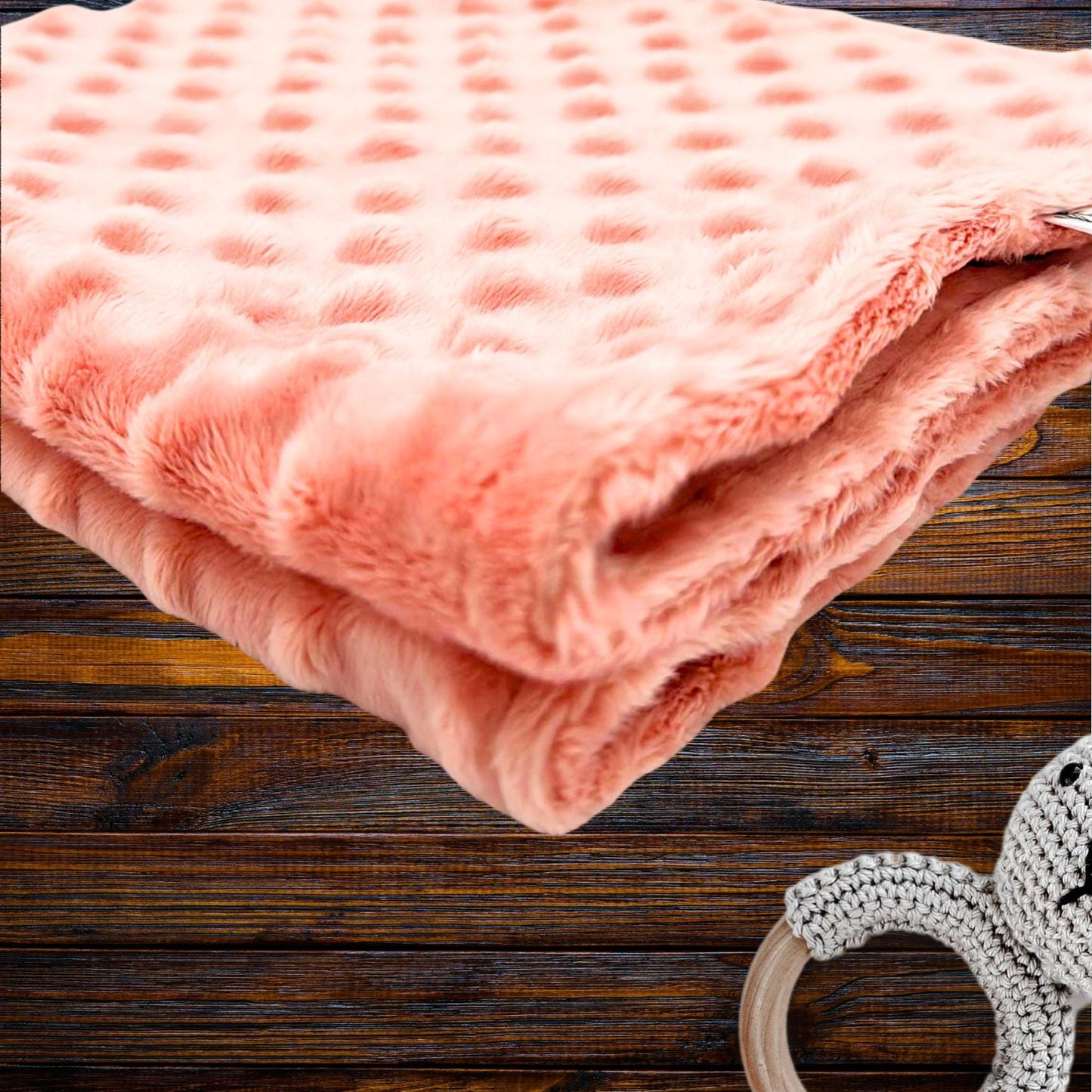 Snuggle-Ready Peach Dot Minky Baby Lovey - High-Quality Security Blanket for Infants