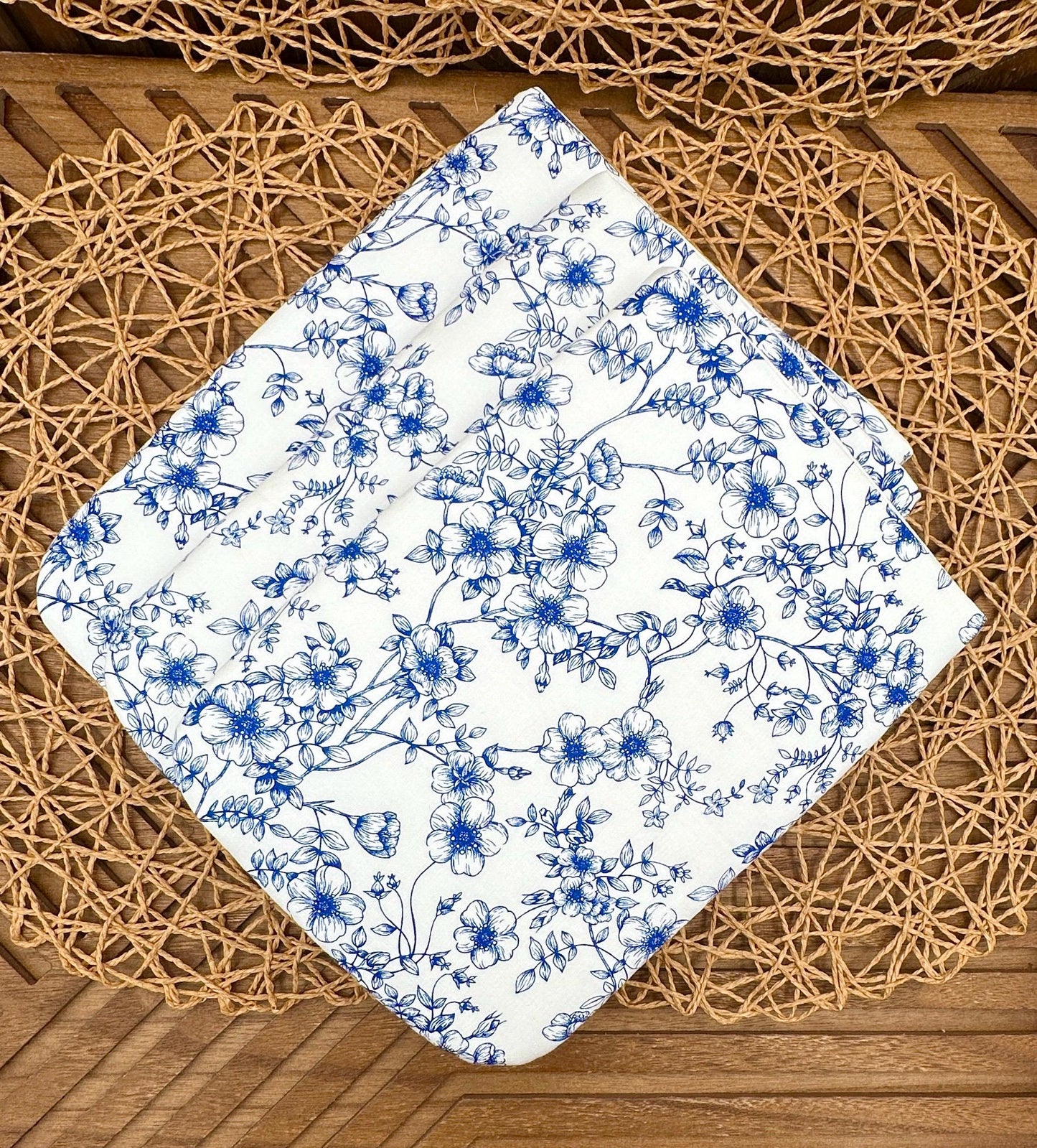 Book Sleeve - Feminine Navy Blue Floral Foam Padded Book Holder - Custom Fabric Book Cover for Books, Tablets, or Journals, in three sizes!