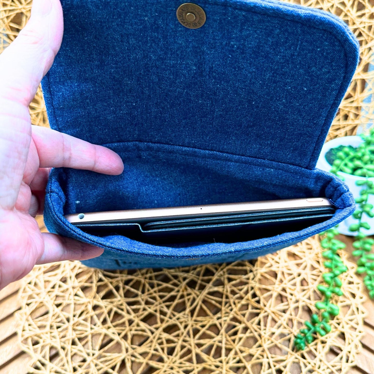 Personalized IPAD Sleeve - Blue Cotton Denim IPad Sleeve - Stylish Tablet Case & Gift Idea