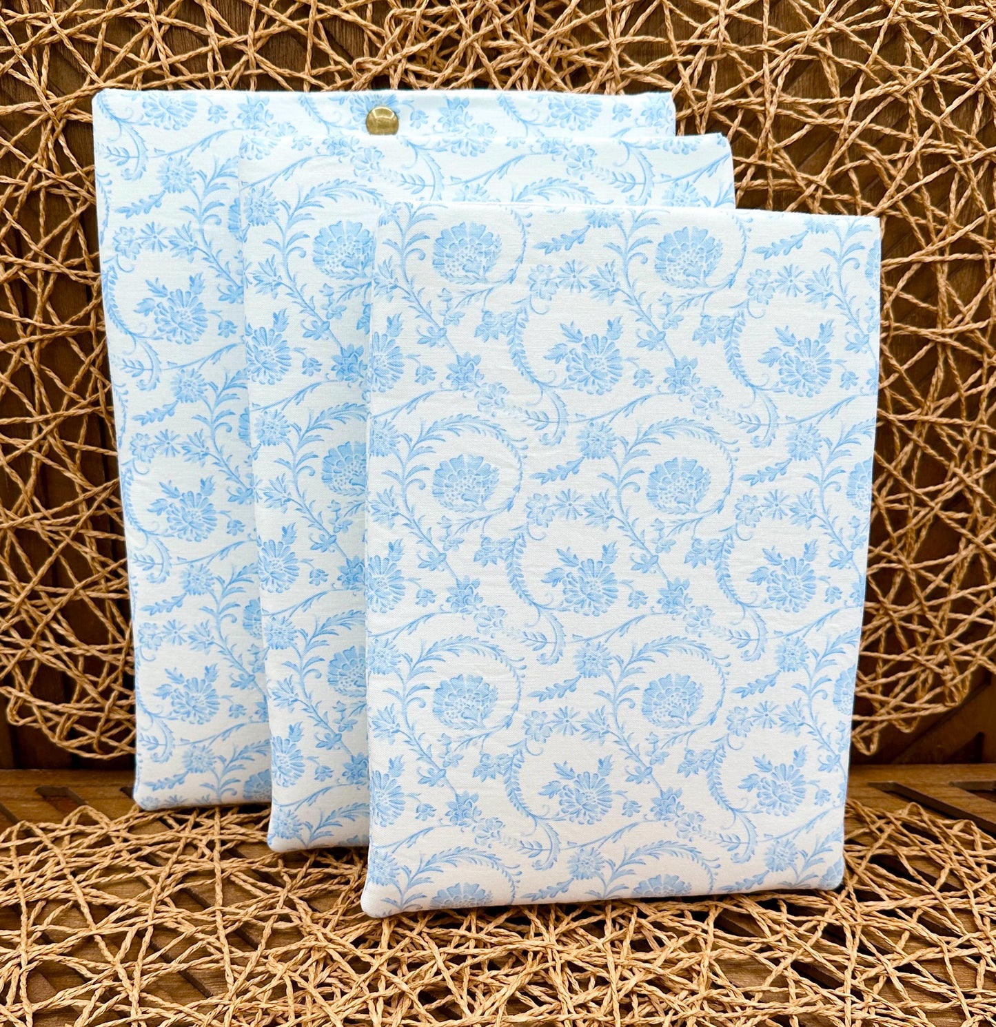 Book Sleeve, Blue Coquette Design, Foam Padding for Books and Tablets, Custom Book Cover Sizes Available