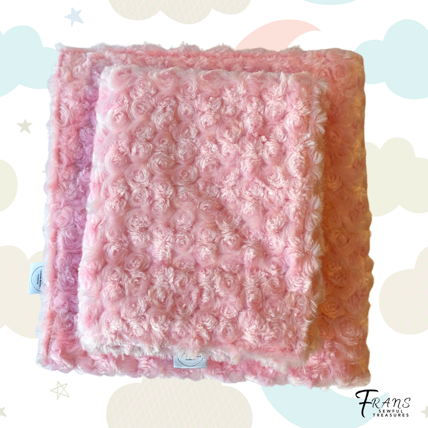 Minky Rosette Blanket and lovey (security blanket) set