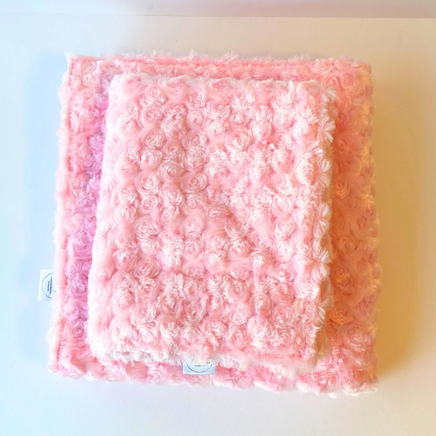 Pink Rosette Minky Baby Blanket & Lovey Set – Handmade Soft Plush Blanket 34x36 with Matching 19x16 Comfort Lovey