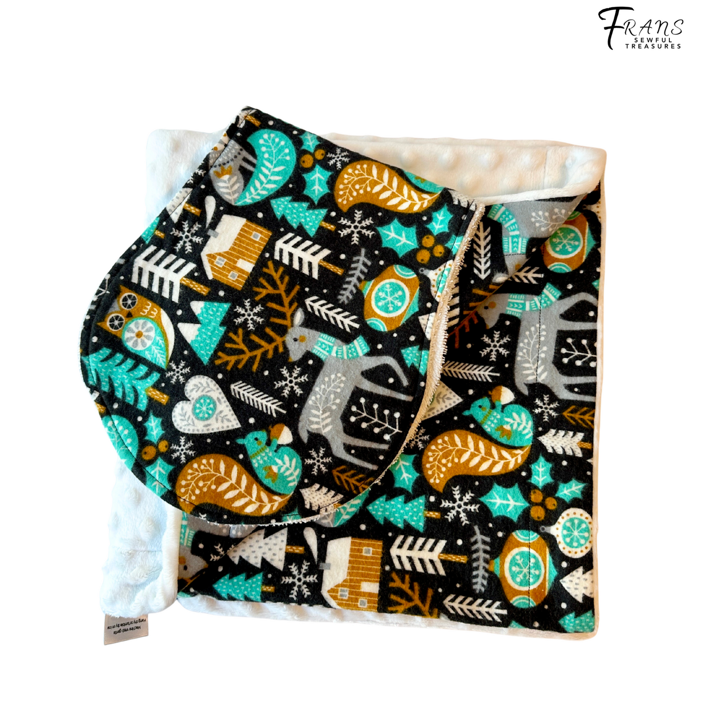 Whimsical Woodland Snuggle Set: Minky Baby Blanket & Matching Burp Cloth Soft Snuggle Wrap for Car Seats & Strollers