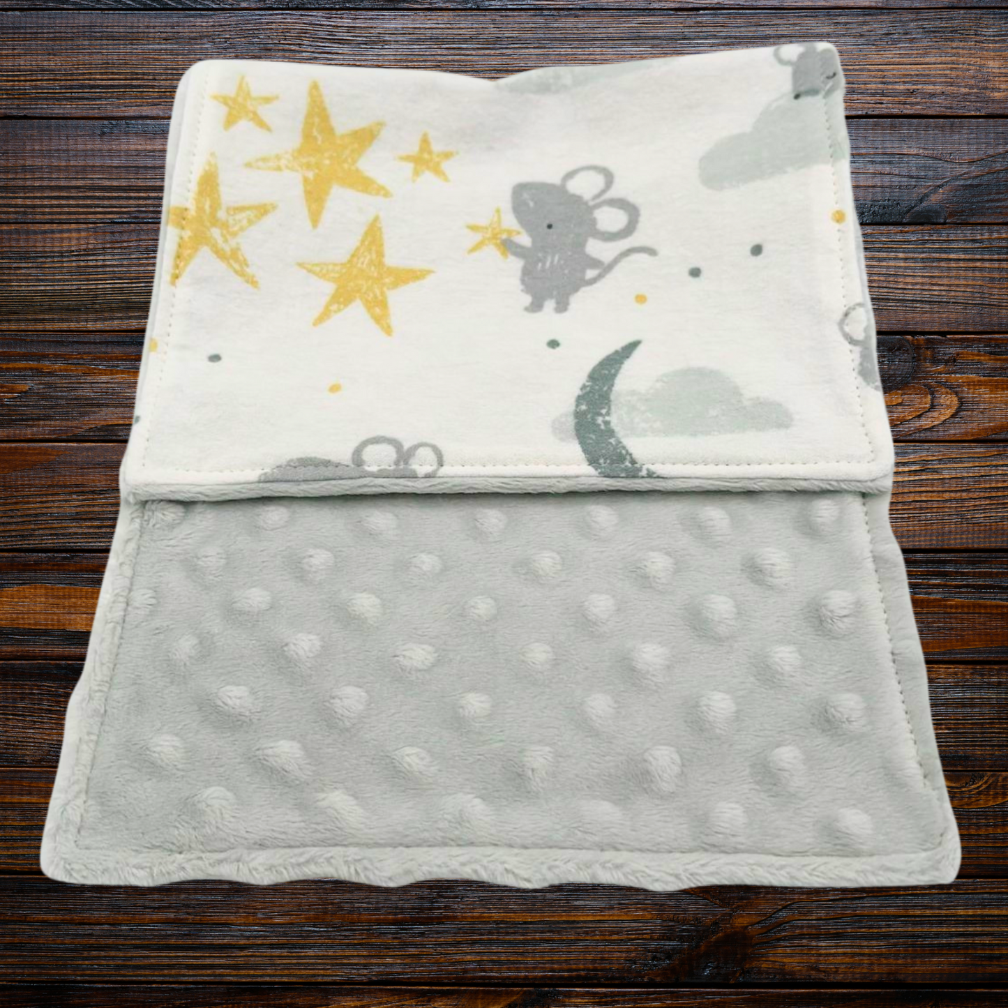 Playful Mice & Bears Bib and Burp Cloth Set – Handmade Cotton Flannel Baby Gift, Soft & Absorbent Feeding Essentials for Newborns