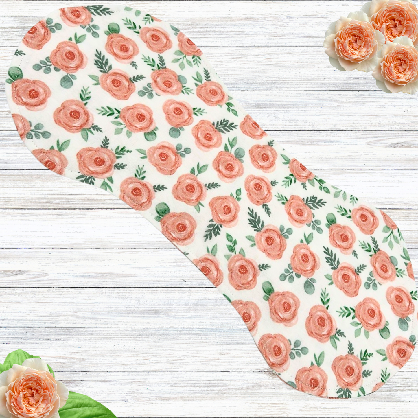 Peach Blossom Burp Cloth & Bib Set – Handmade Cotton Flannel Baby Gift, Soft & Absorbent, Perfect for Newborns & Baby Showers