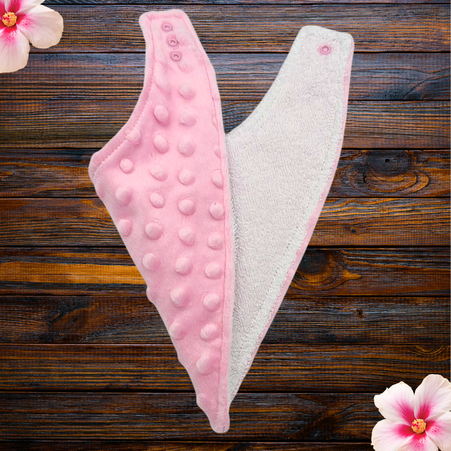 Pink Floral Burp Cloth & Bib Set – Handmade 3-Piece Baby Gift, Gauze & Terry 2-Pack Burp Cloths with Pink Dot Minky Bib