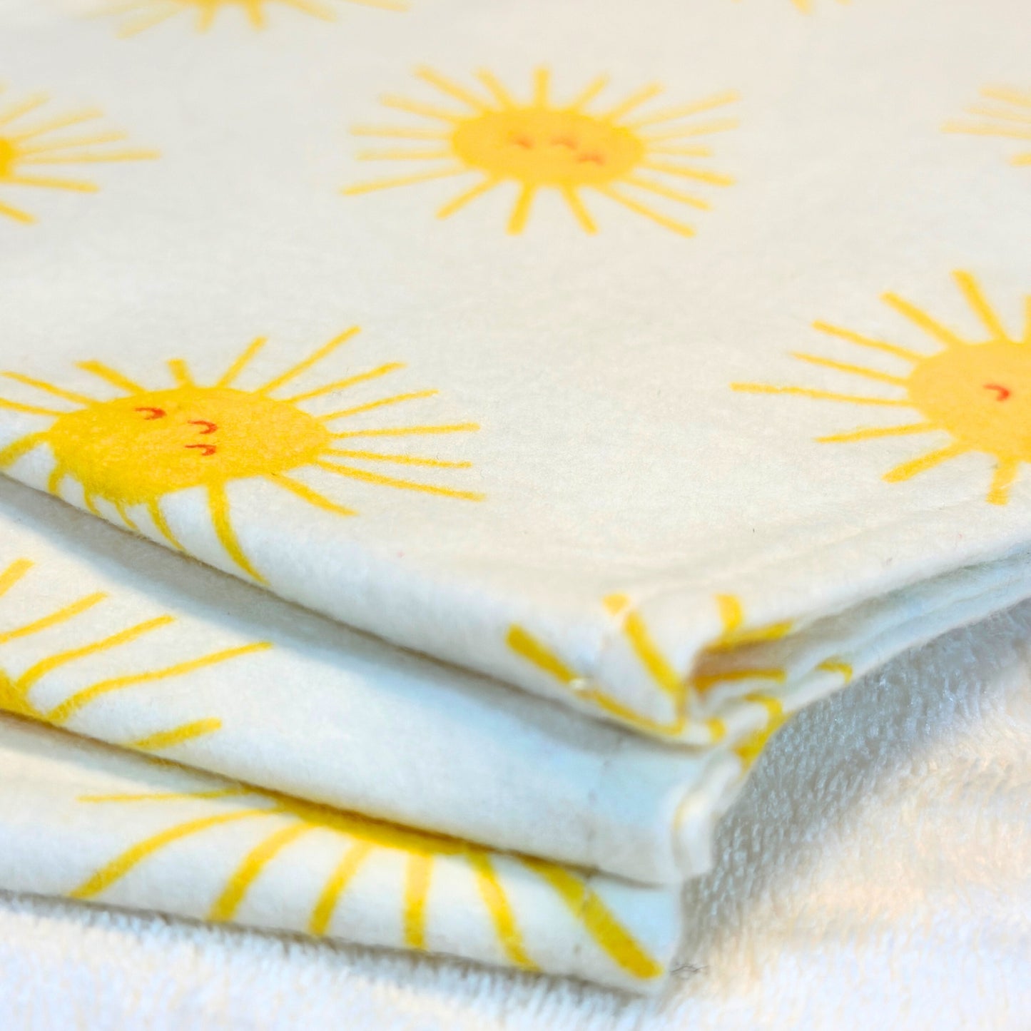 Little Ray of Sunshine – 3-Pack Handmade Cotton Flannel Burp Cloth Set, Large 9x19 Absorbent Baby Shower Gift