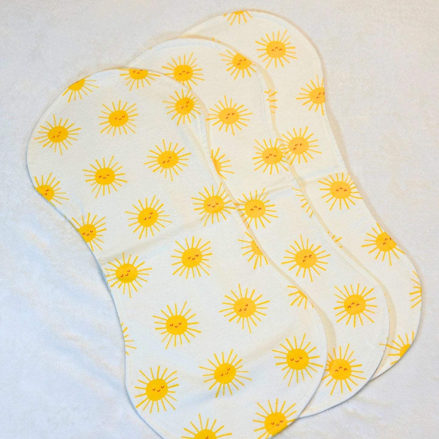 Little Ray of Sunshine – 3-Pack Handmade Cotton Flannel Burp Cloth Set, Large 9x19 Absorbent Baby Shower Gift