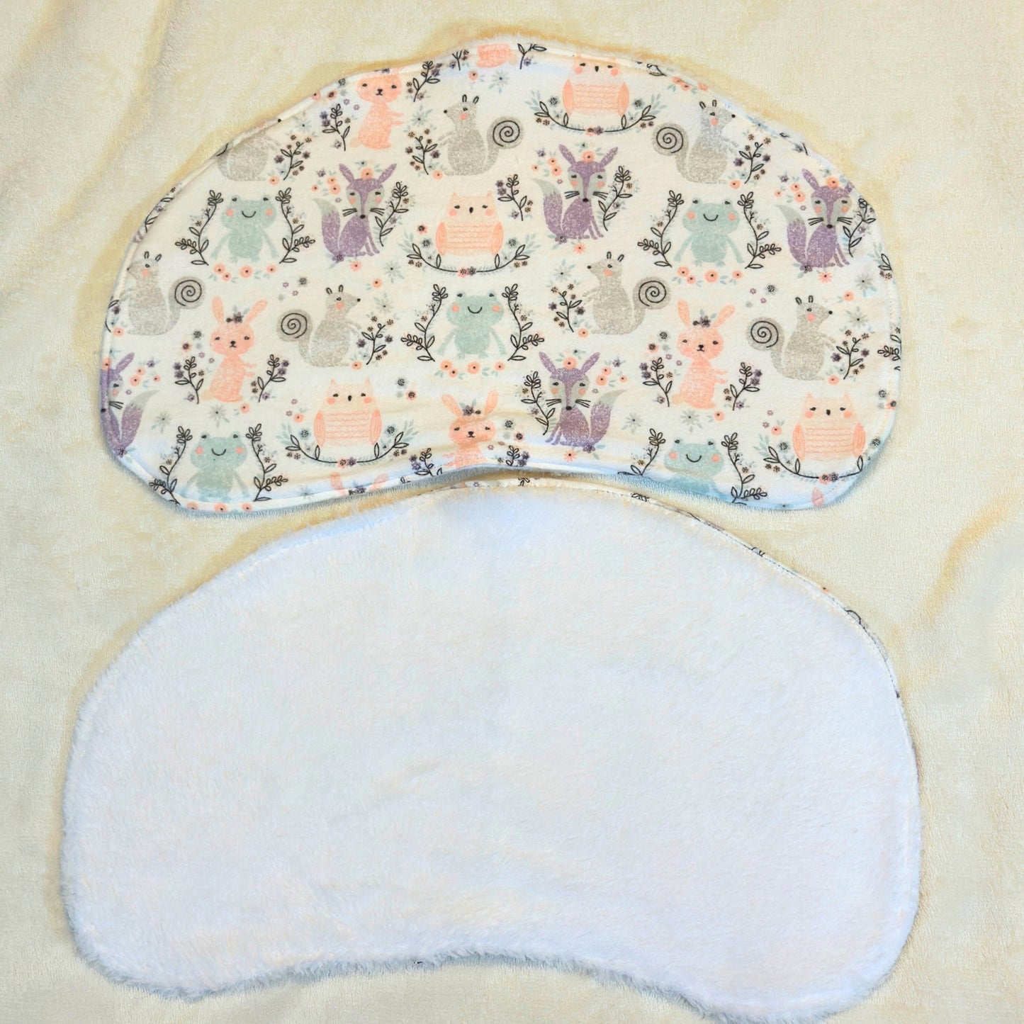 Pastel Forest Animals Bib & Burp Cloth Set – Handmade 3-Piece Baby Gift, Cotton Flannel & Microfiber, Soft & Absorbent