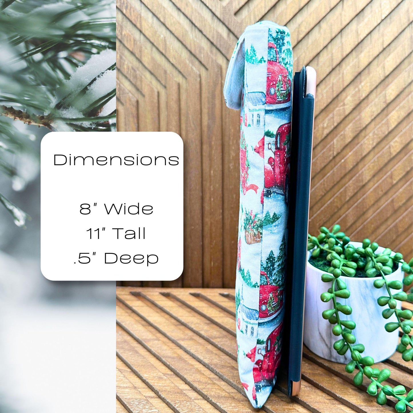 IPAD Sleeve - Festive Red Farm Truck Design, Christmas Pouch & Book Cover Gift