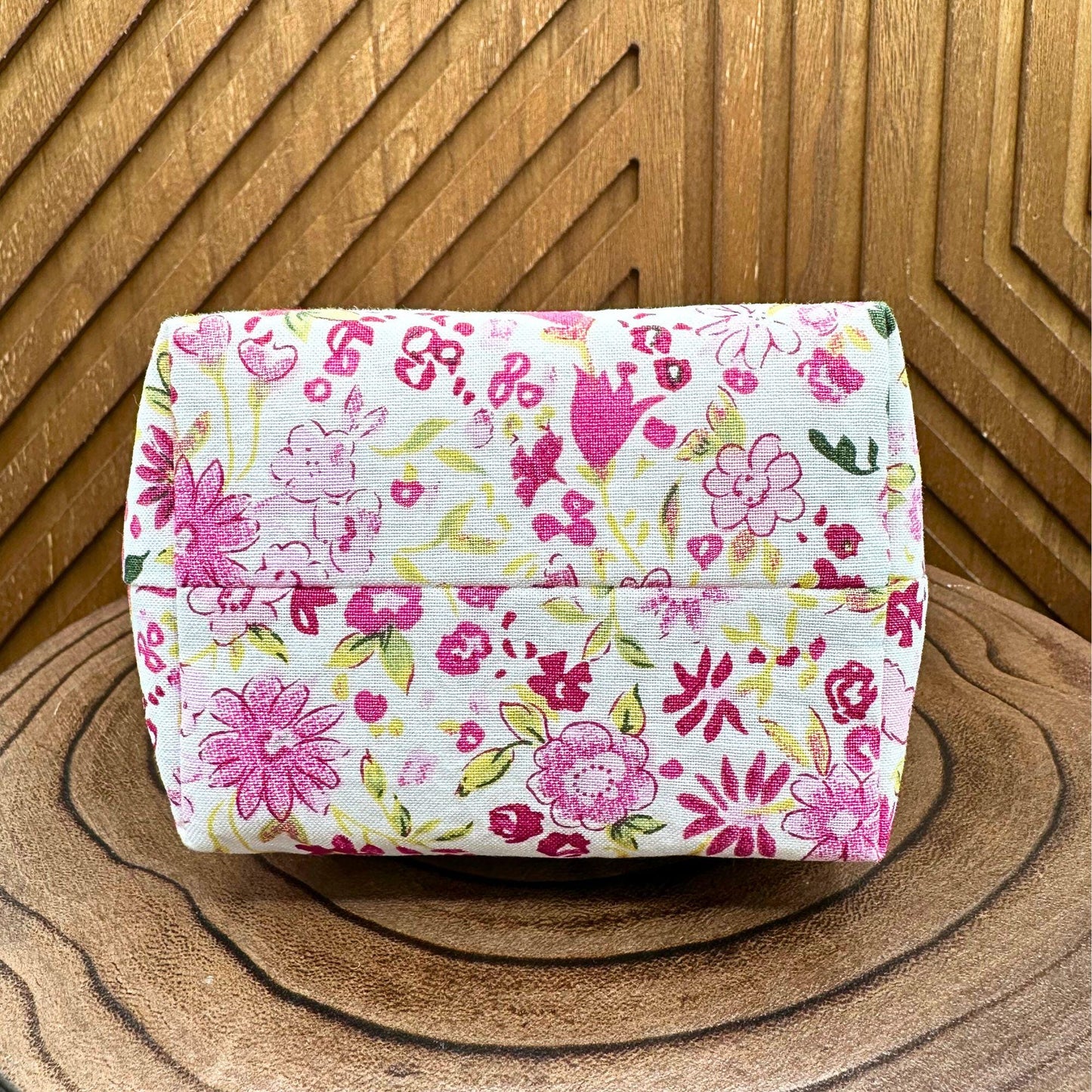 Chic Pink and Red Floral Makeup Bag - Ultimate Cosmetic and Pencil Organizer