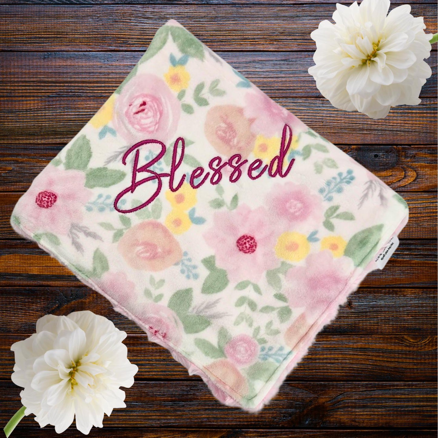 luxurious pink floral minky baby blanket