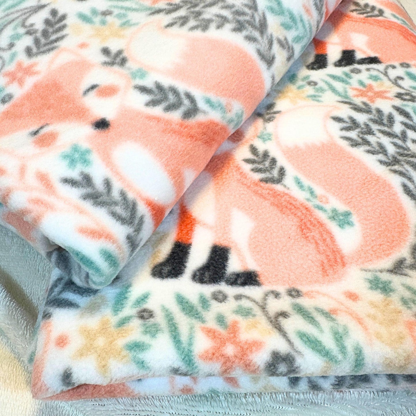 Peach Fox Fleece and Minky Handmade Baby Blanket - Soft, Luxurious Comfort for a baby shower gift- Stoller Blanket - Peachy nursery decor