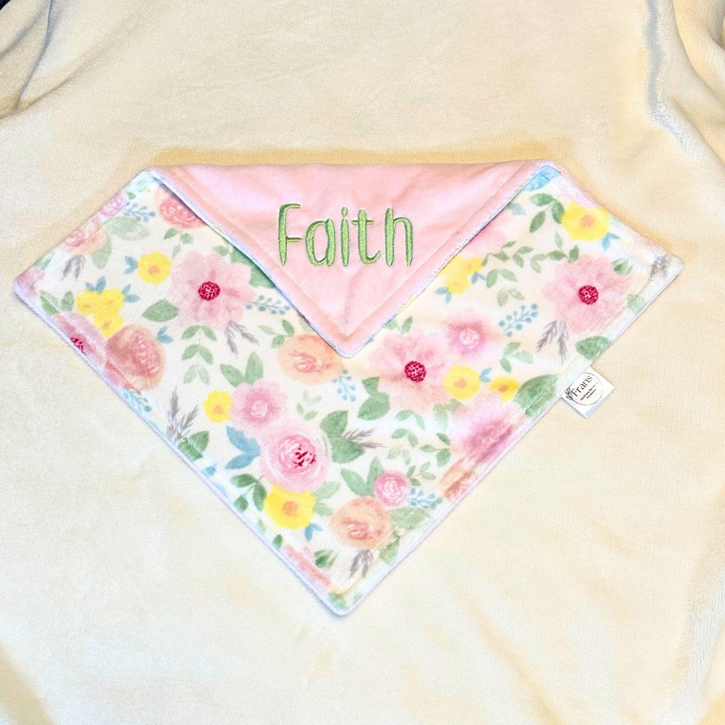 custom made personalized pink floral minky baby blanket