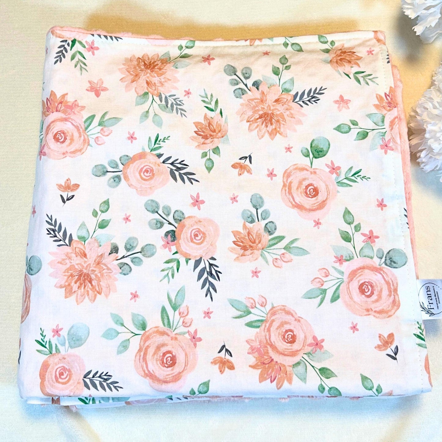 Adorable Blossom Peach Baby Blanket - Perfect for Tummy Time and On-the-Go Snuggles!
