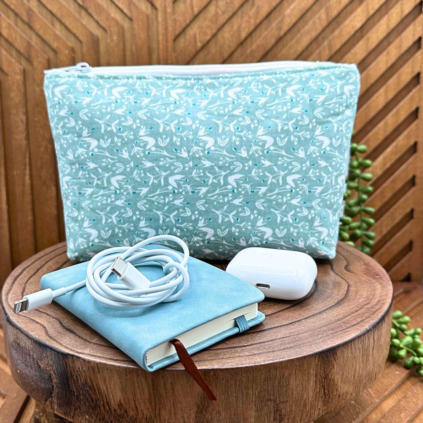 Chic Sage Blossom Makeup Bag Set - Travel Must-Have, Cosmetic and Organizer Bags