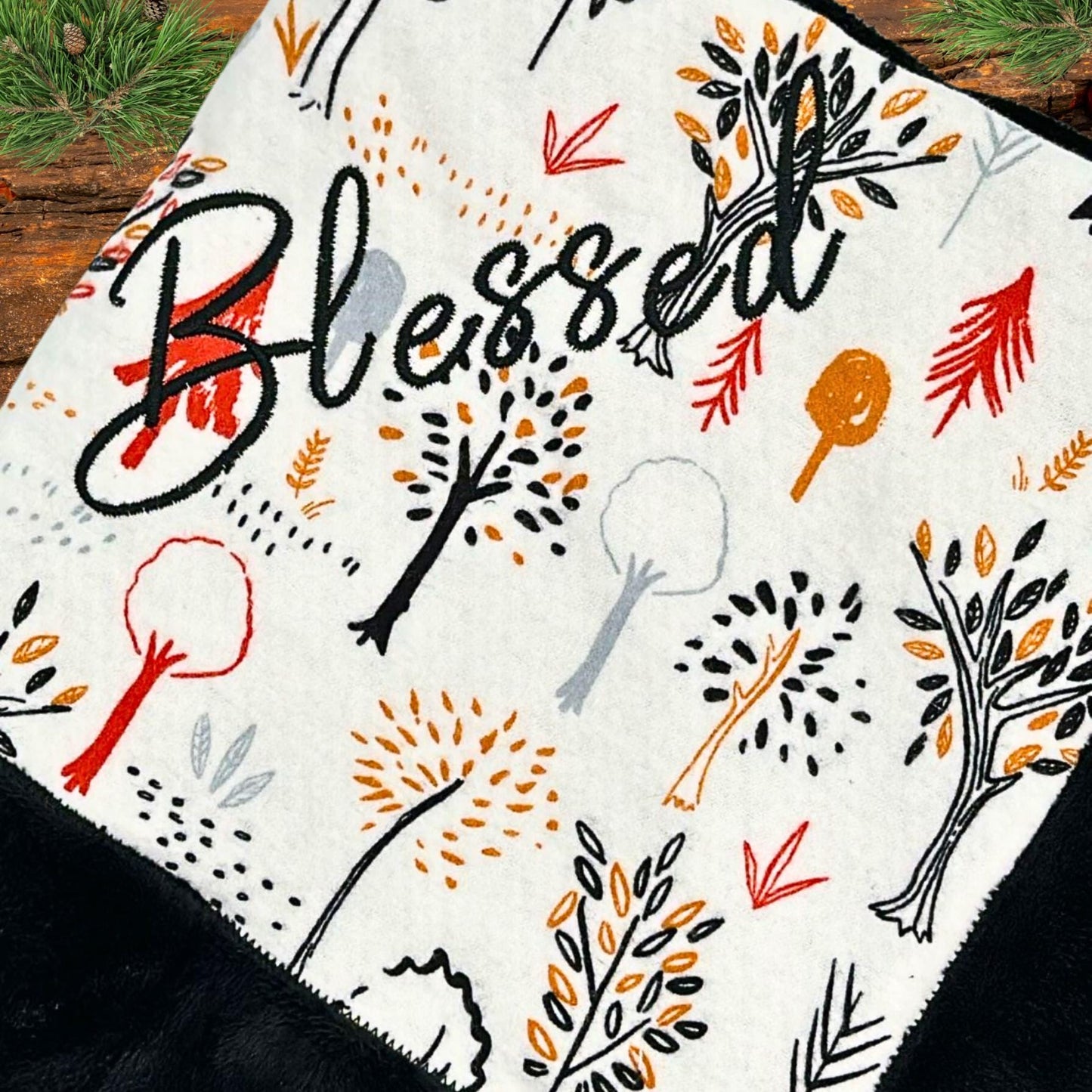 Harvest Trees Minky Baby Blanket - Cozy Fall Companion for Naptime & Strolling