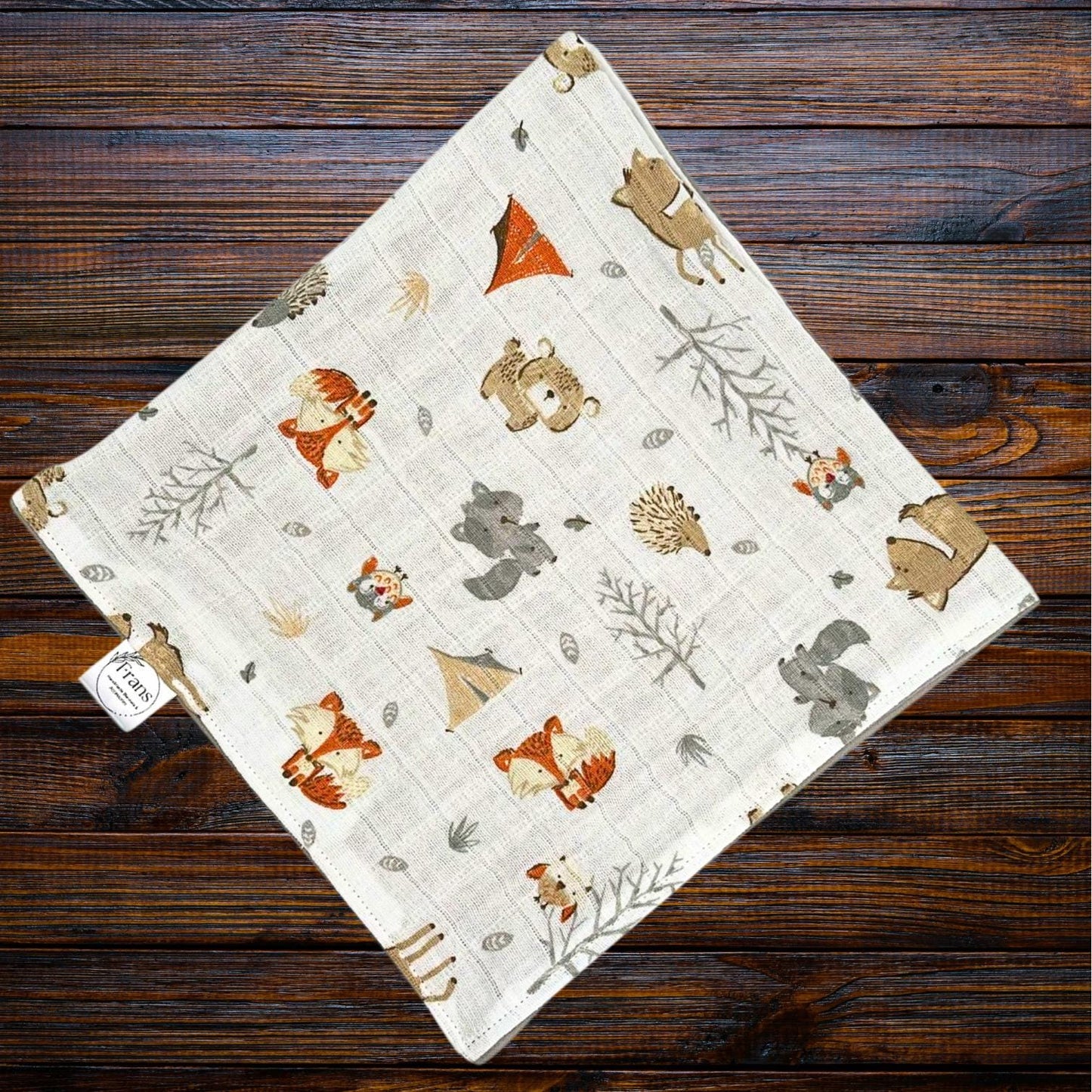 Whimsical Woodland Baby Blanket, Bib & Burp Cloth Set, Comfy Muslin and Flannel