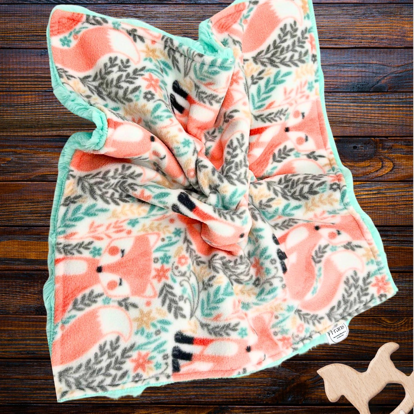 Adorable Peach Fox and Mint Minky Baby Lovey - Cuddle Buddy for Comfort and Security