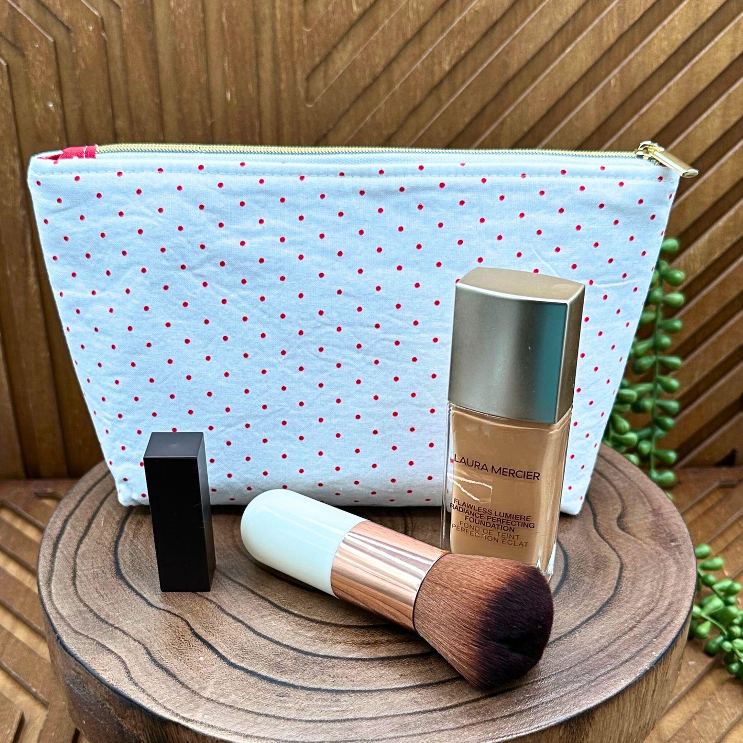 Charming Polka Dot Cosmetic Makeup Bag - Luxe Travel Organizer & Pencil Case travel pouch, luxe organizer, pencil pouch, carry all