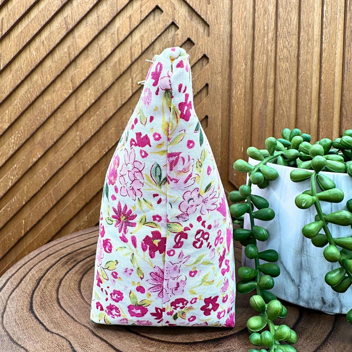 Chic Pink and Red Floral Makeup Bag - Ultimate Cosmetic and Pencil Organizer