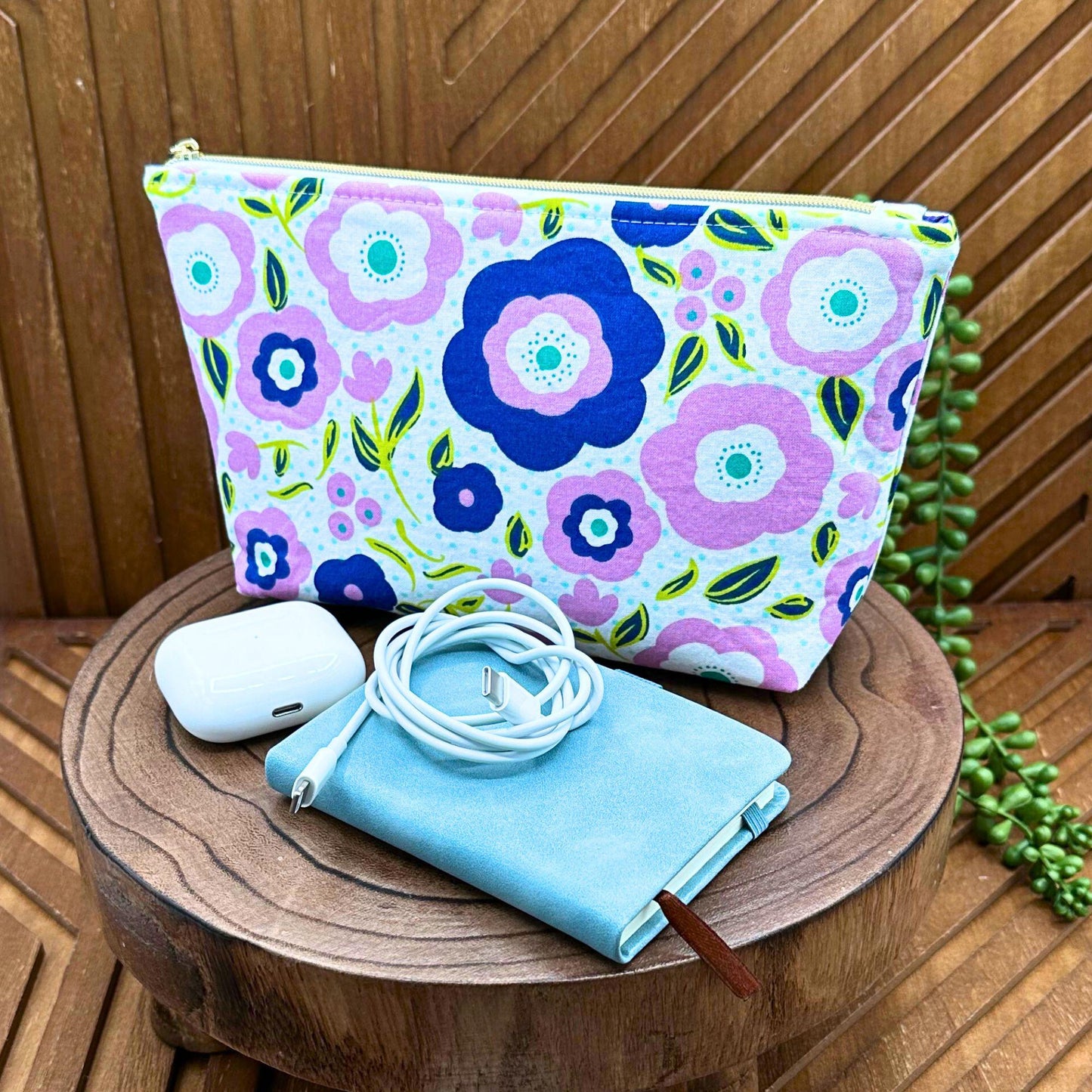 Groovy Vibes: Purple Versatile Makeup Bag for Cosmetics and More