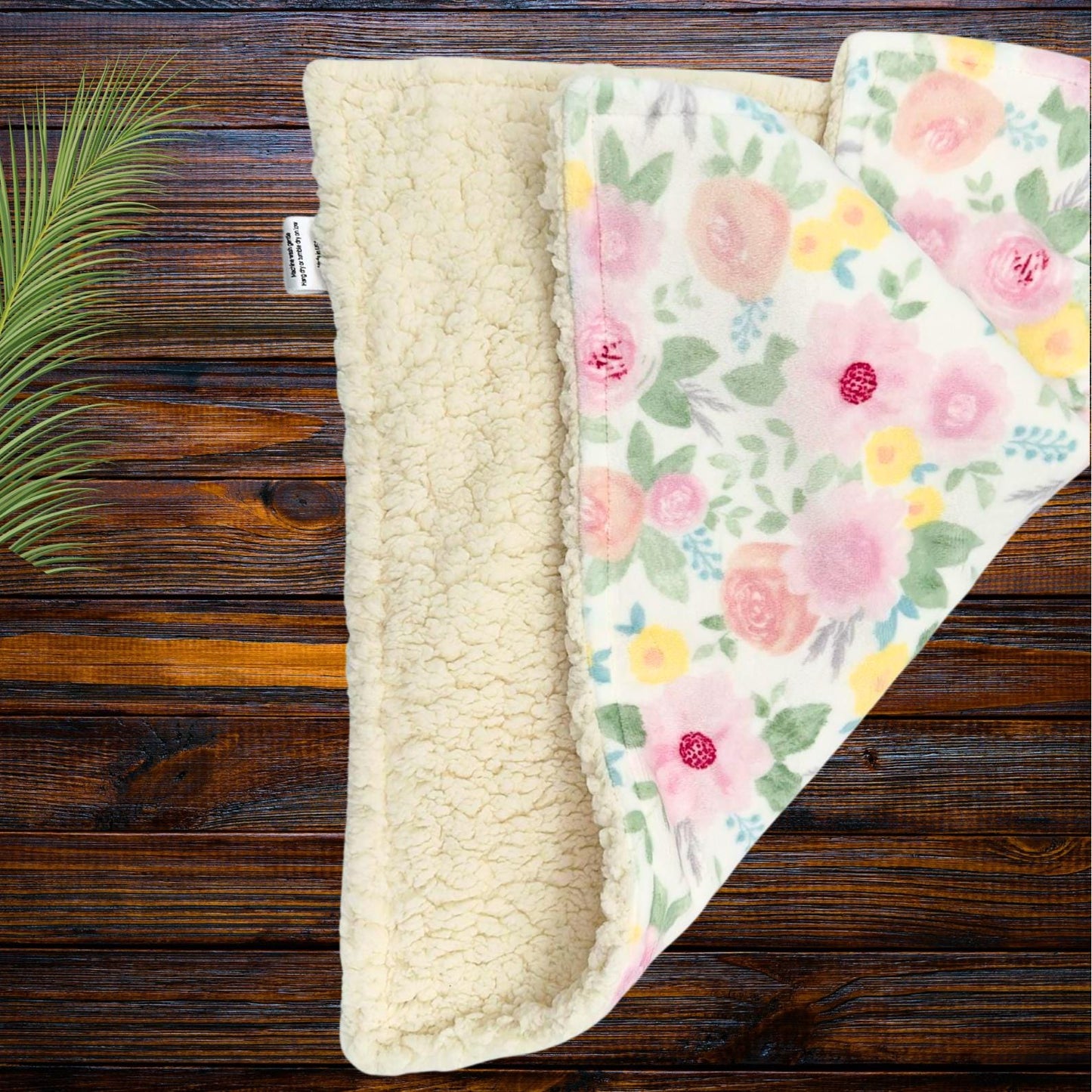 Pink Floral Minky and Sherpa Baby Lovey for Soft and Cozy Snuggles, Luxury Minky Baby Security, High Quality Baby Shower Gift, Baby Comfort