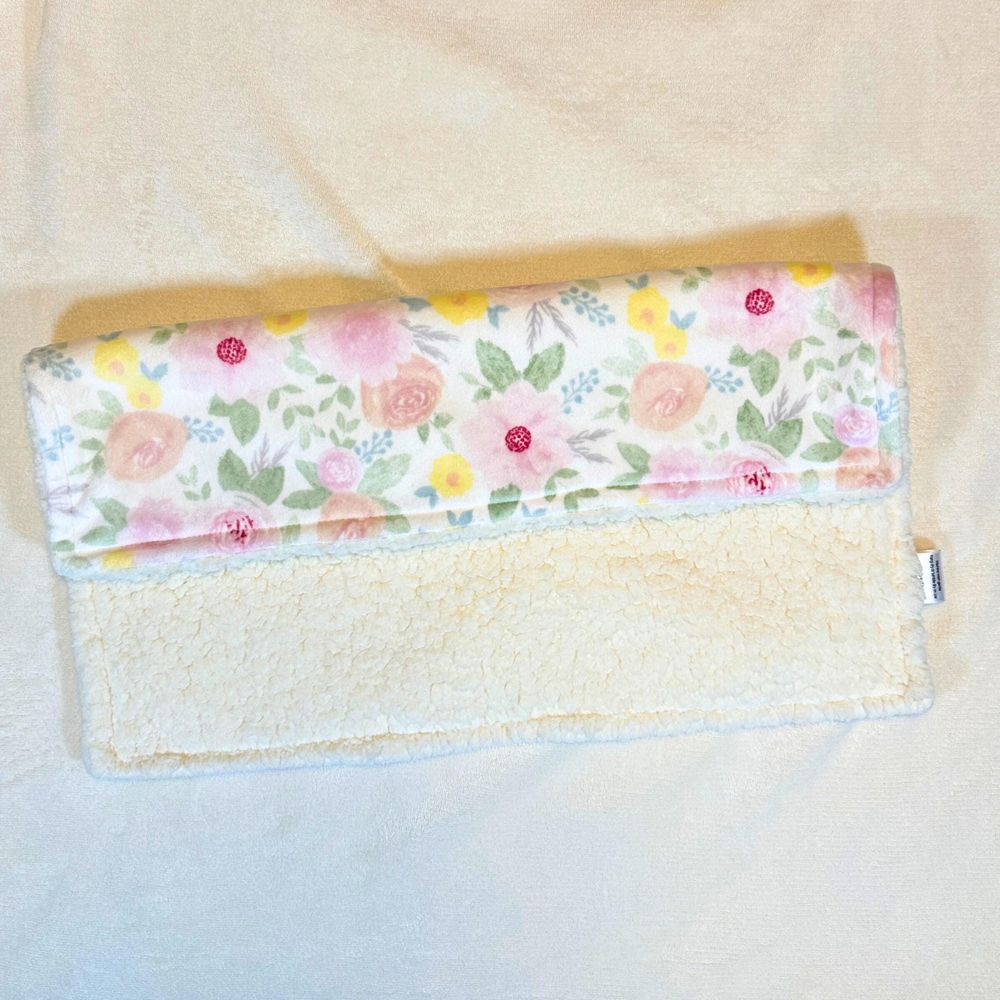 Pink Floral Minky and Sherpa Baby Lovey for Soft and Cozy Snuggles, Luxury Minky Baby Security, High Quality Baby Shower Gift, Baby Comfort