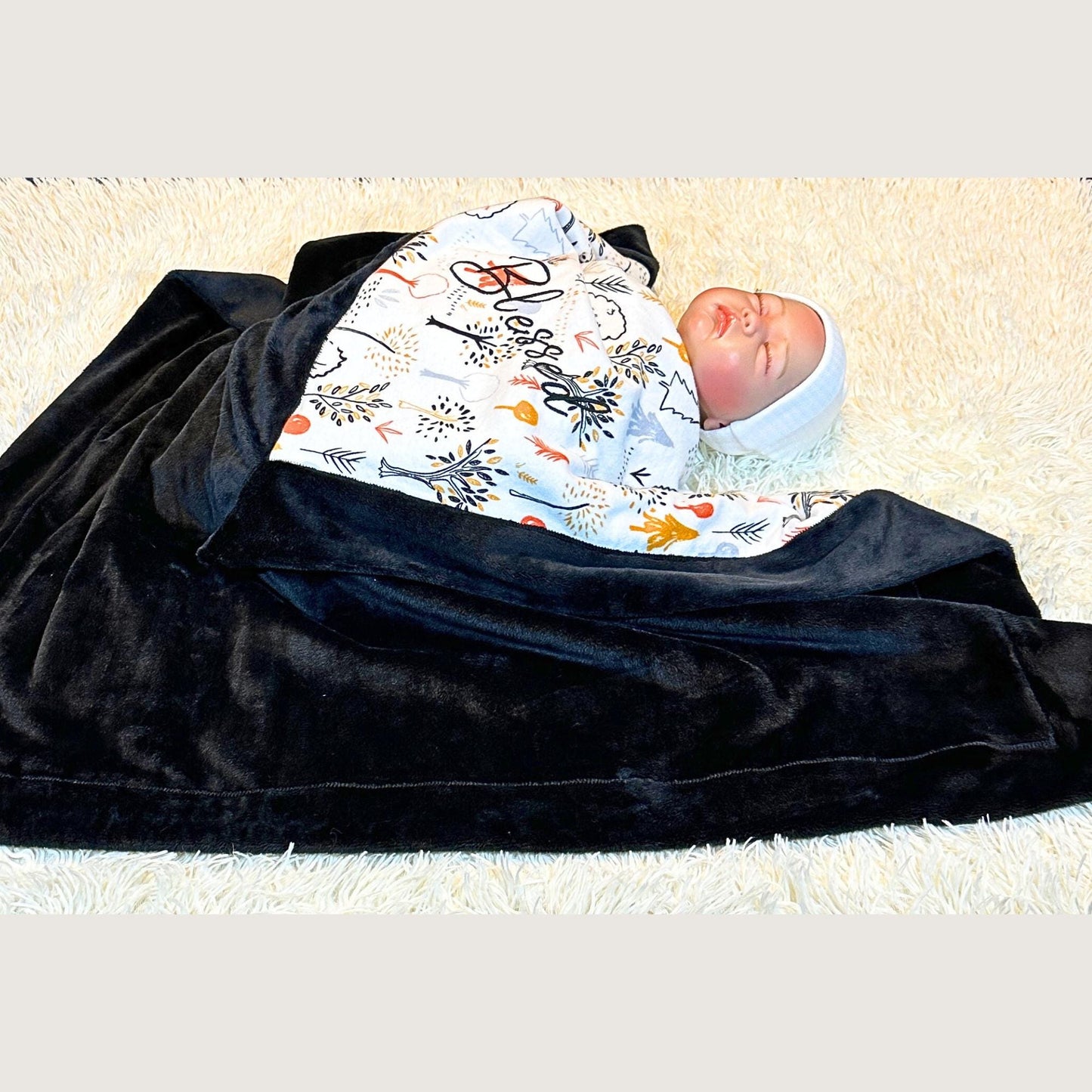 Harvest Trees Minky Baby Blanket - Cozy Fall Companion for Naptime & Strolling