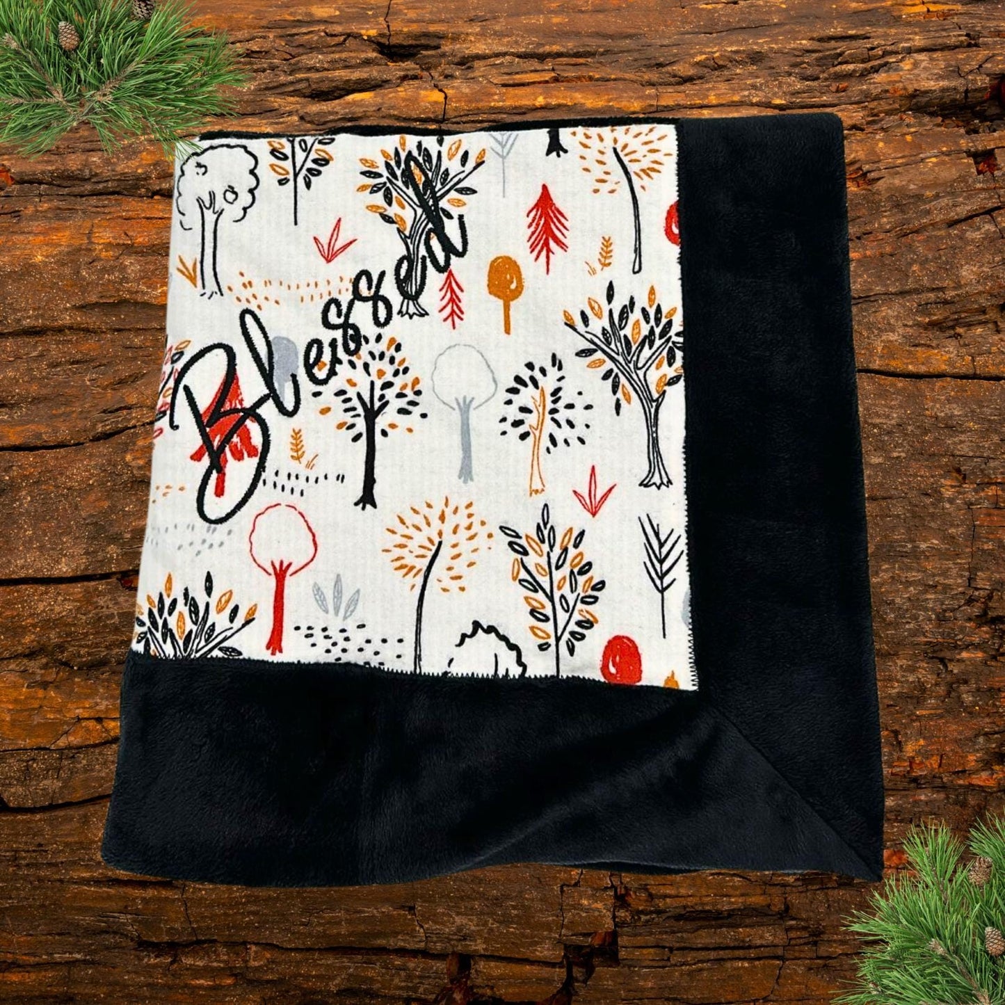 Harvest Trees Minky Baby Blanket - Cozy Fall Companion for Naptime & Strolling