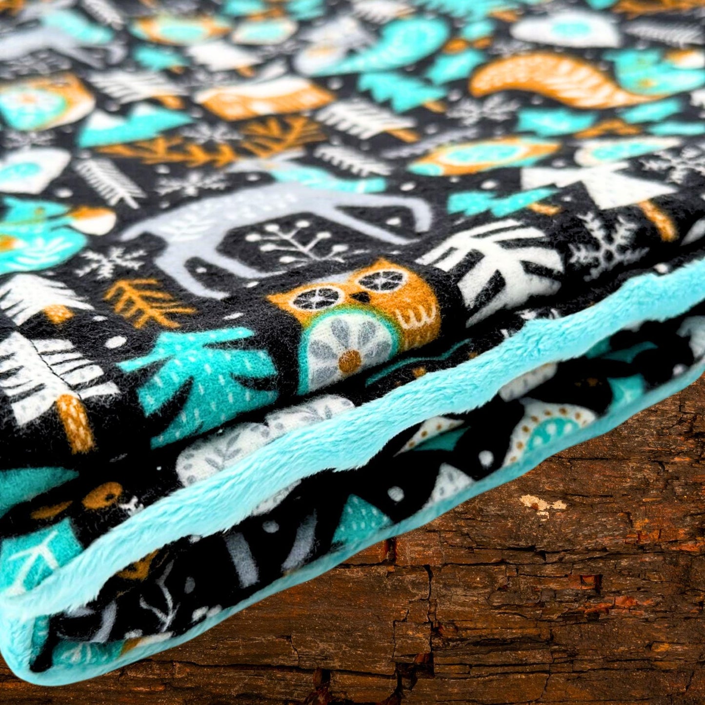 Winter Forest Animal Minky Blanket & Burp Cloth Duo – Snuggly Baby Gift Set