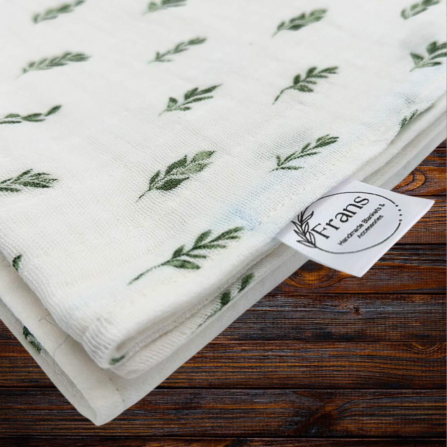 Botanical Bliss: Muslin & Flannel Baby Blanket with Two Matching Burp Cloths