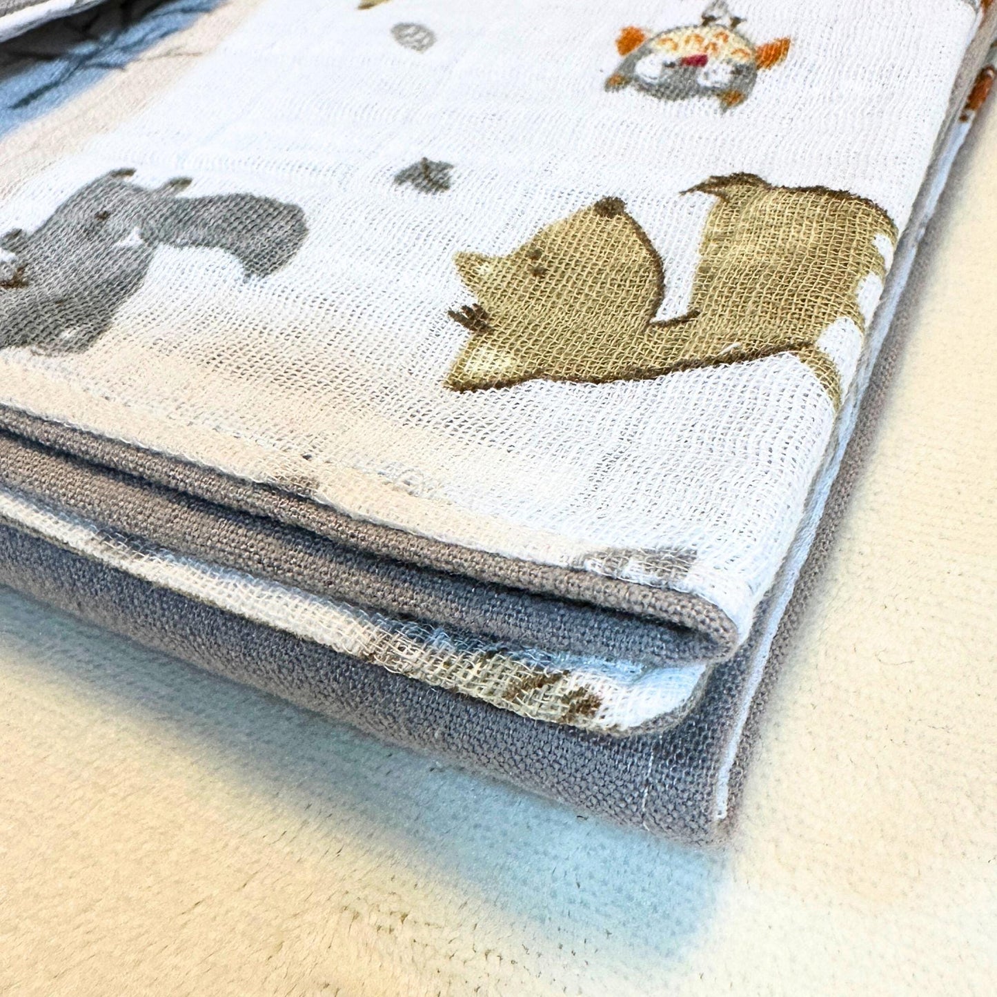 Whimsical Woodland Baby Blanket, Bib & Burp Cloth Set, Comfy Muslin and Flannel