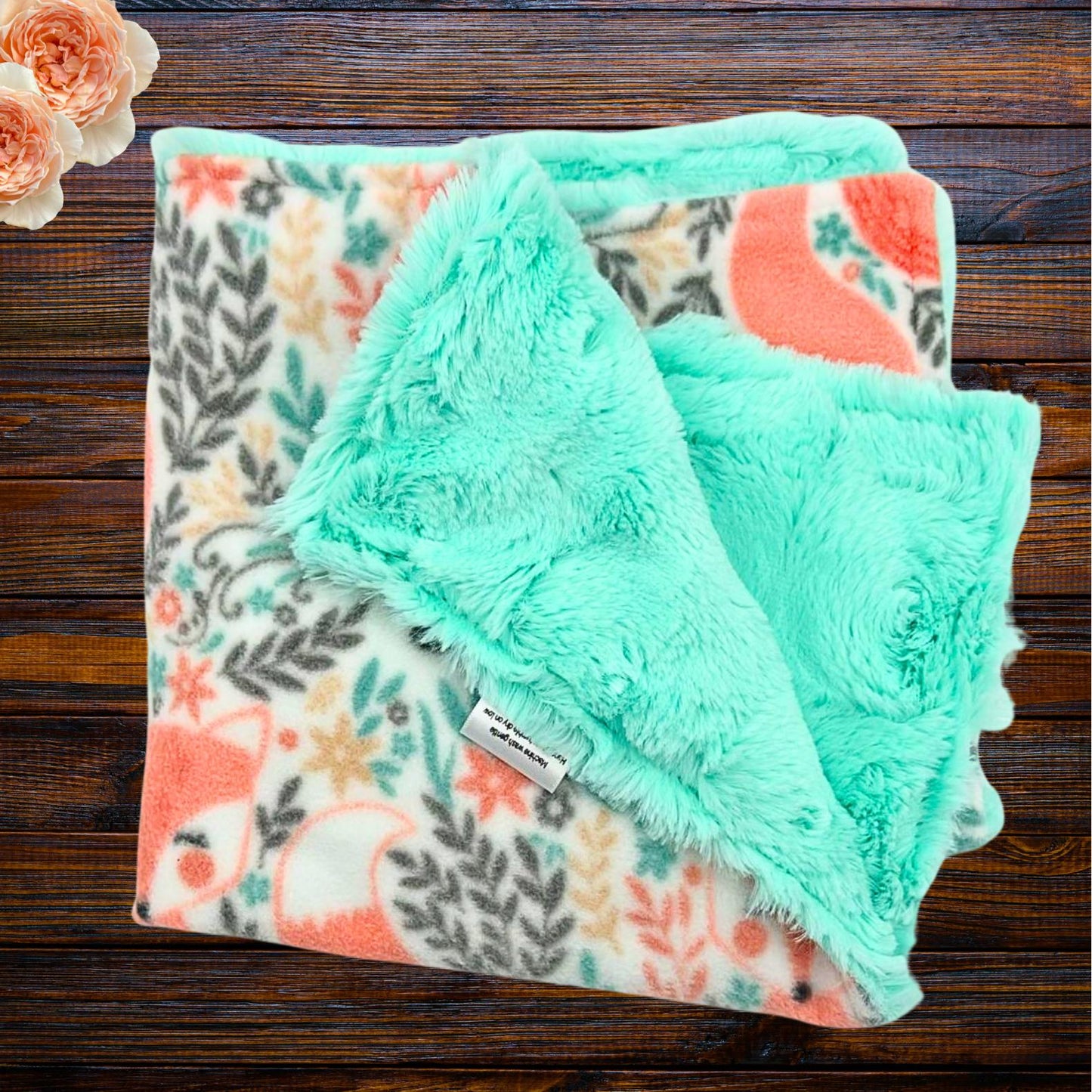 Adorable Peach Fox and Mint Minky Baby Lovey - Cuddle Buddy for Comfort and Security