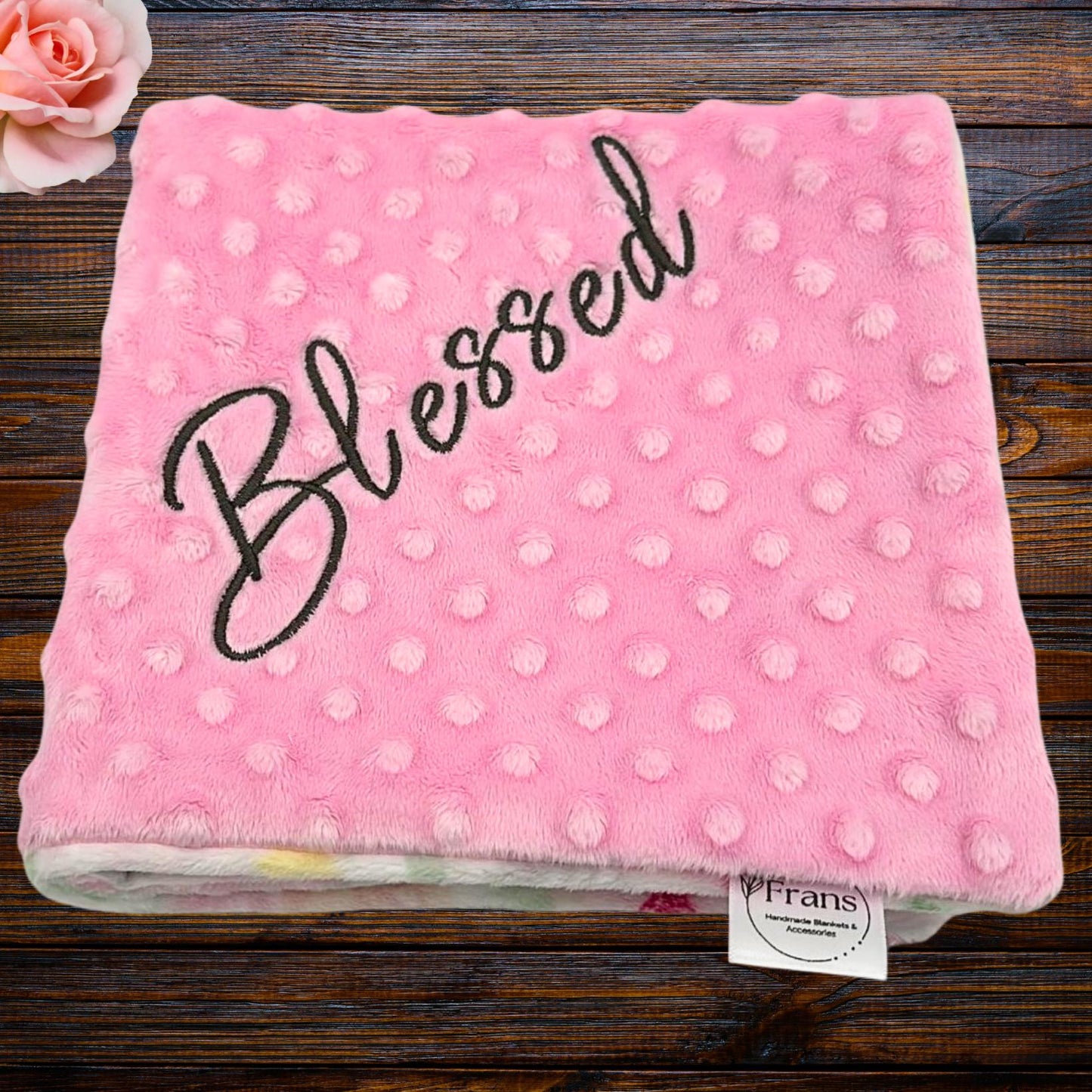 plush pink floral minky baby blanket