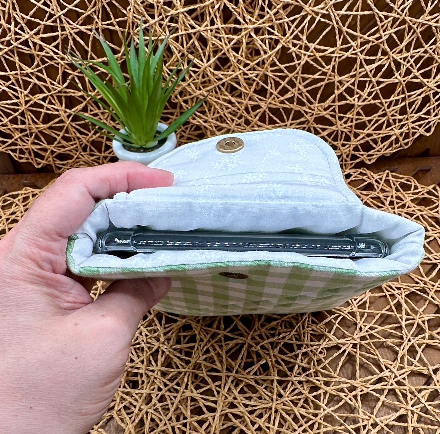 Kindle Paperwhite Sleeve - Cute White and Green Gingham Print, Foam Padded Device Cover, Add Snap and personalization for a custom look!