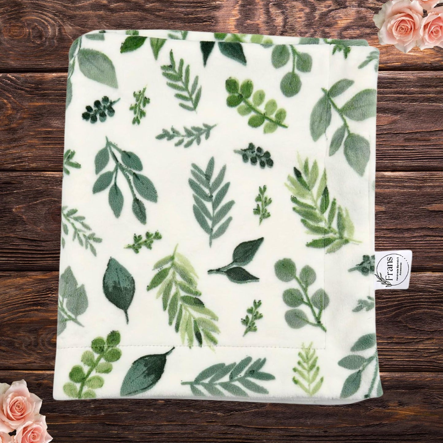 luxurious green leaf minky baby blanket