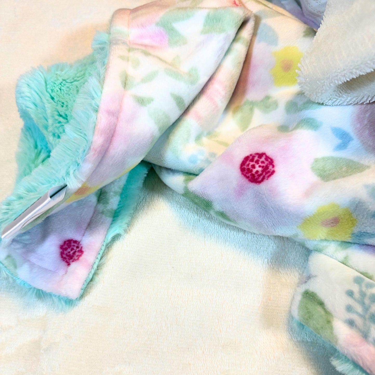 Cute Mint Swirl and Pink Floral Minky Baby Lovey – Softness for Baby Comfort and Security, Portable Comfort and Reassurance buddy
