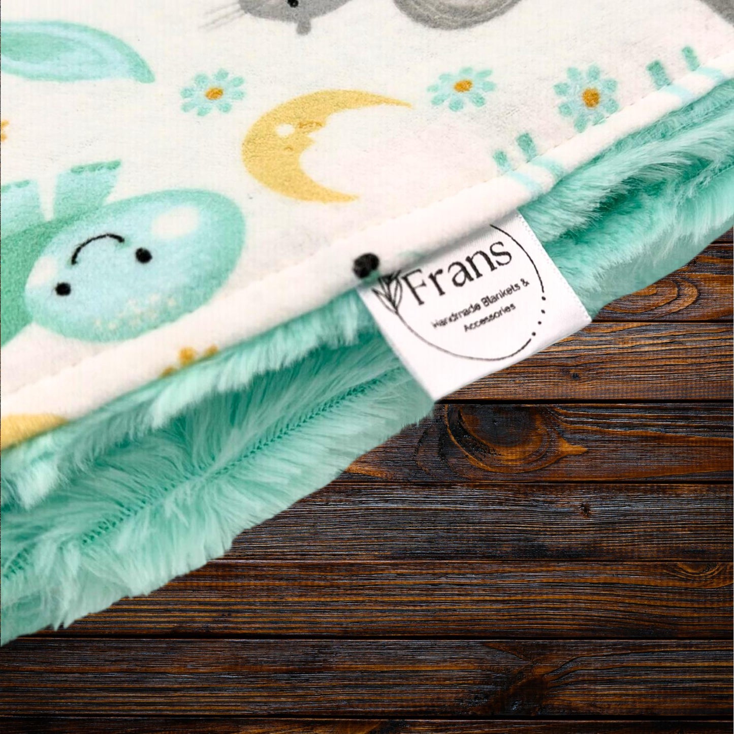 Mint Forest Animals Minky and Flannel Baby Blanket, Whimsical Forest Animals Minky Baby Wrap, Soft Minky Snuggle Blanket, Stroller Blanket