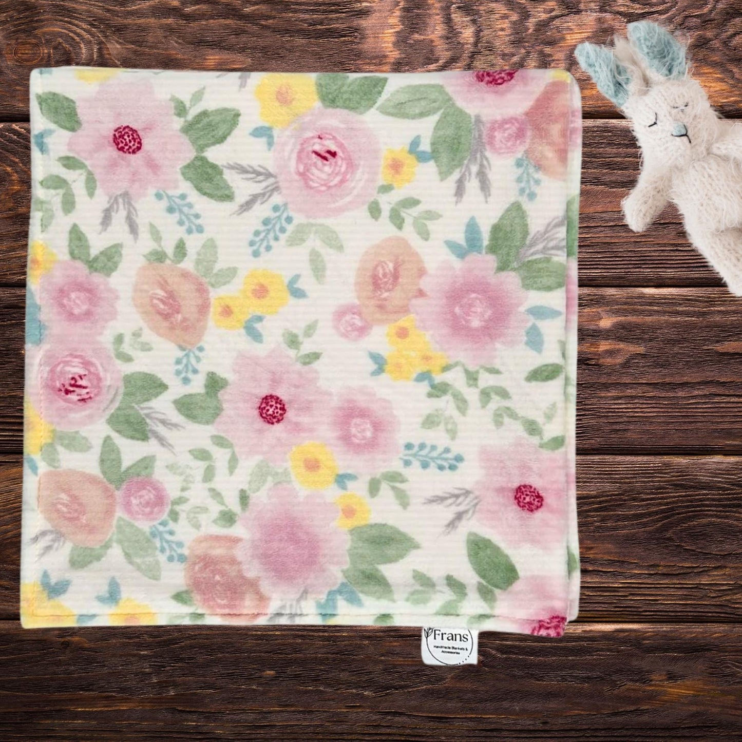 Floral Minky and Flannel Handmade Baby Blanket, Dreamy Floral Minky Baby Wrap, Soft Floral Minky Snuggle Blanket, Plush Stroller Blanket