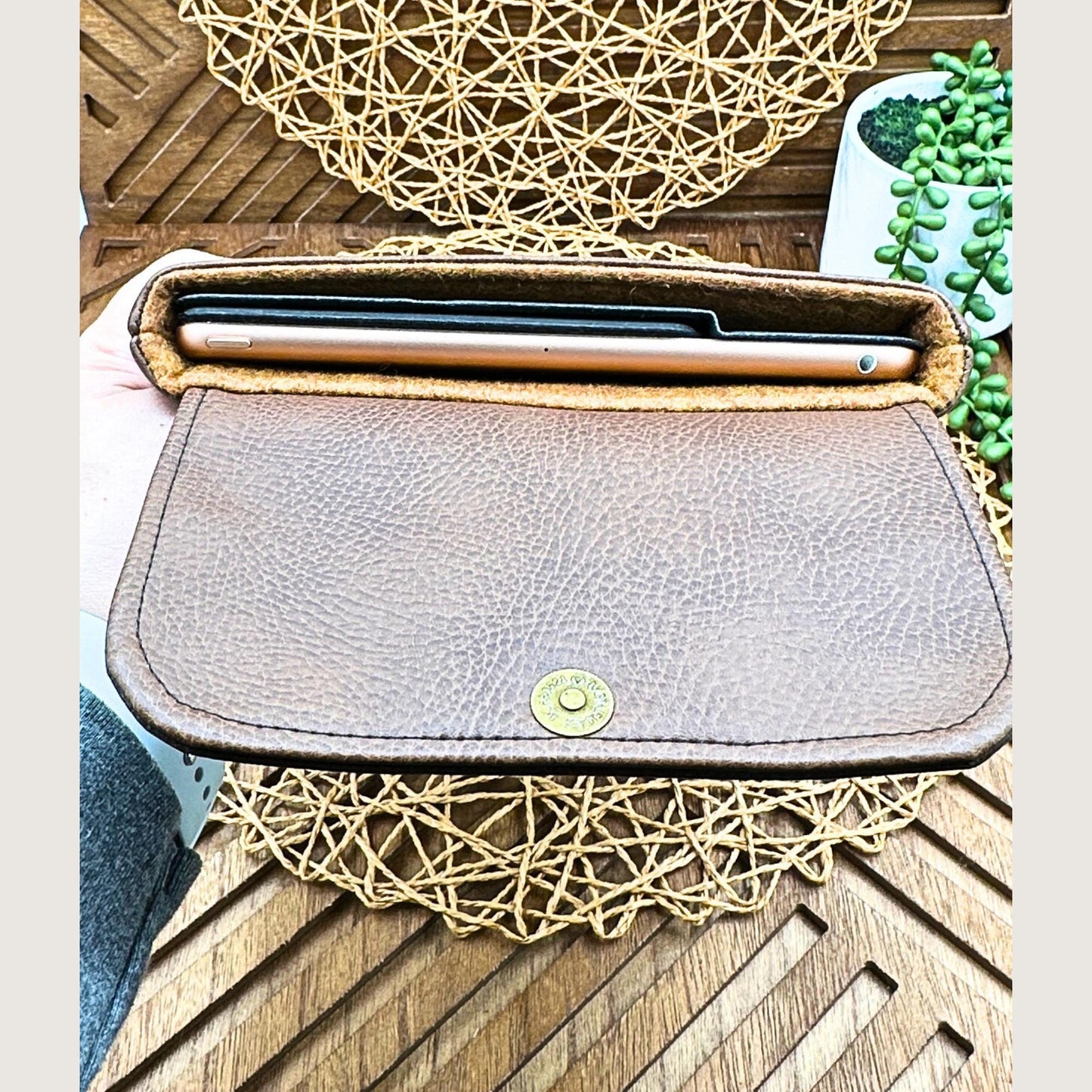 Personalized IPAD Sleeve - Brown Pebbled Faux Leather IPad Sleeve - Stylish Tablet Case & Gift Idea