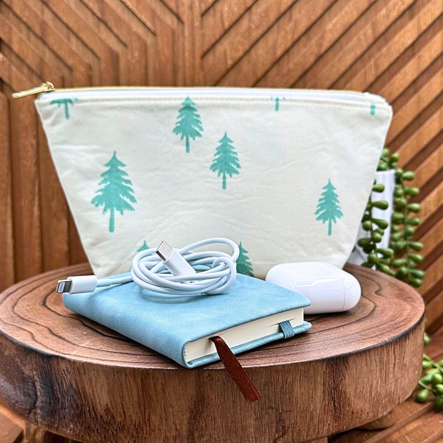 Whispering Woods Makeup Bag: Perfect for Cosmetics, Cords, and Everyday Essentials