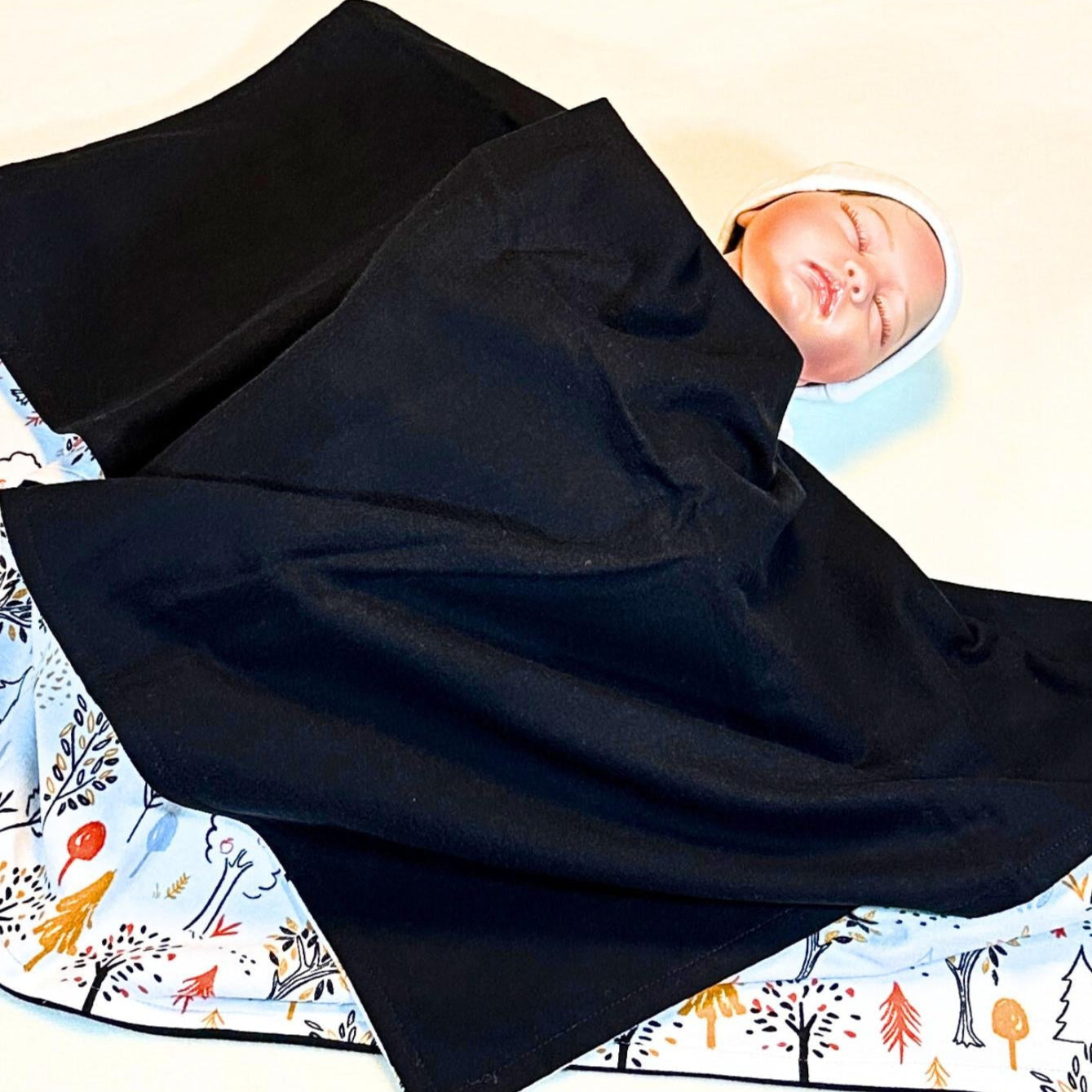 Harvest Tree Flannel Baby Blanket, Woodsy Hugs Baby Blanket Shower Gift, Warm Cotton Flannel Nursery Decor
