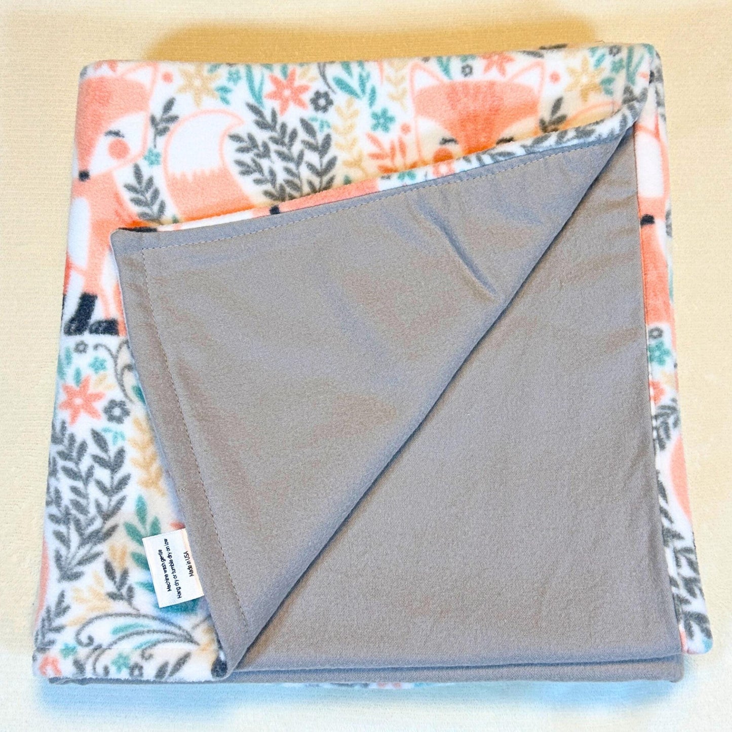 Peach Fox Cozy Fleece Baby Blanket - Perfect for Tummy Time & Travel