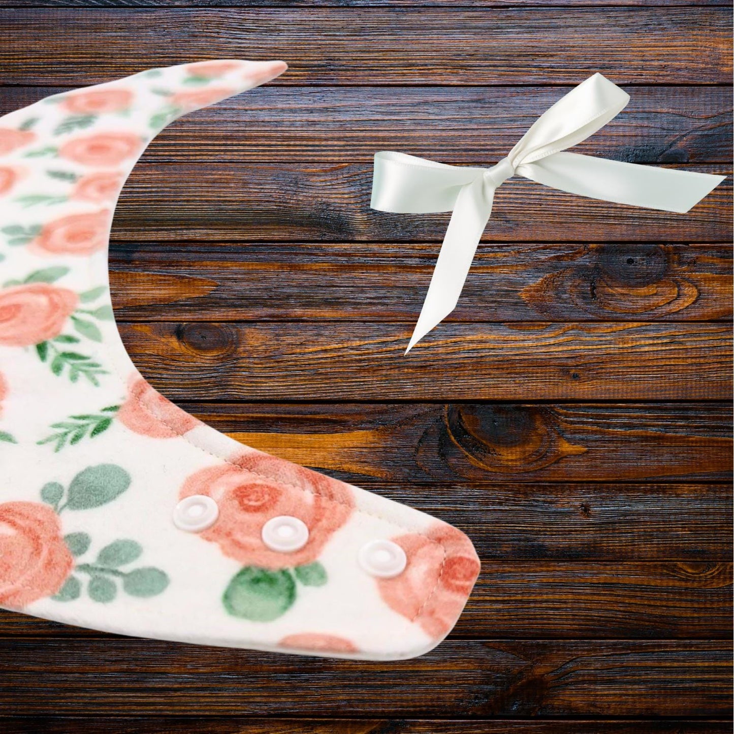 Peach Blossom Burp Cloth & Bib Set – Handmade Cotton Flannel Baby Gift, Soft & Absorbent, Perfect for Newborns & Baby Showers