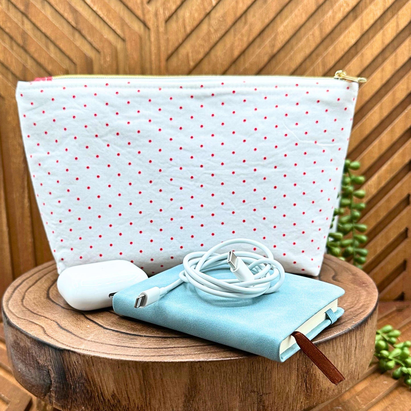 Charming Polka Dot Cosmetic Makeup Bag - Luxe Travel Organizer & Pencil Case travel pouch, luxe organizer, pencil pouch, carry all
