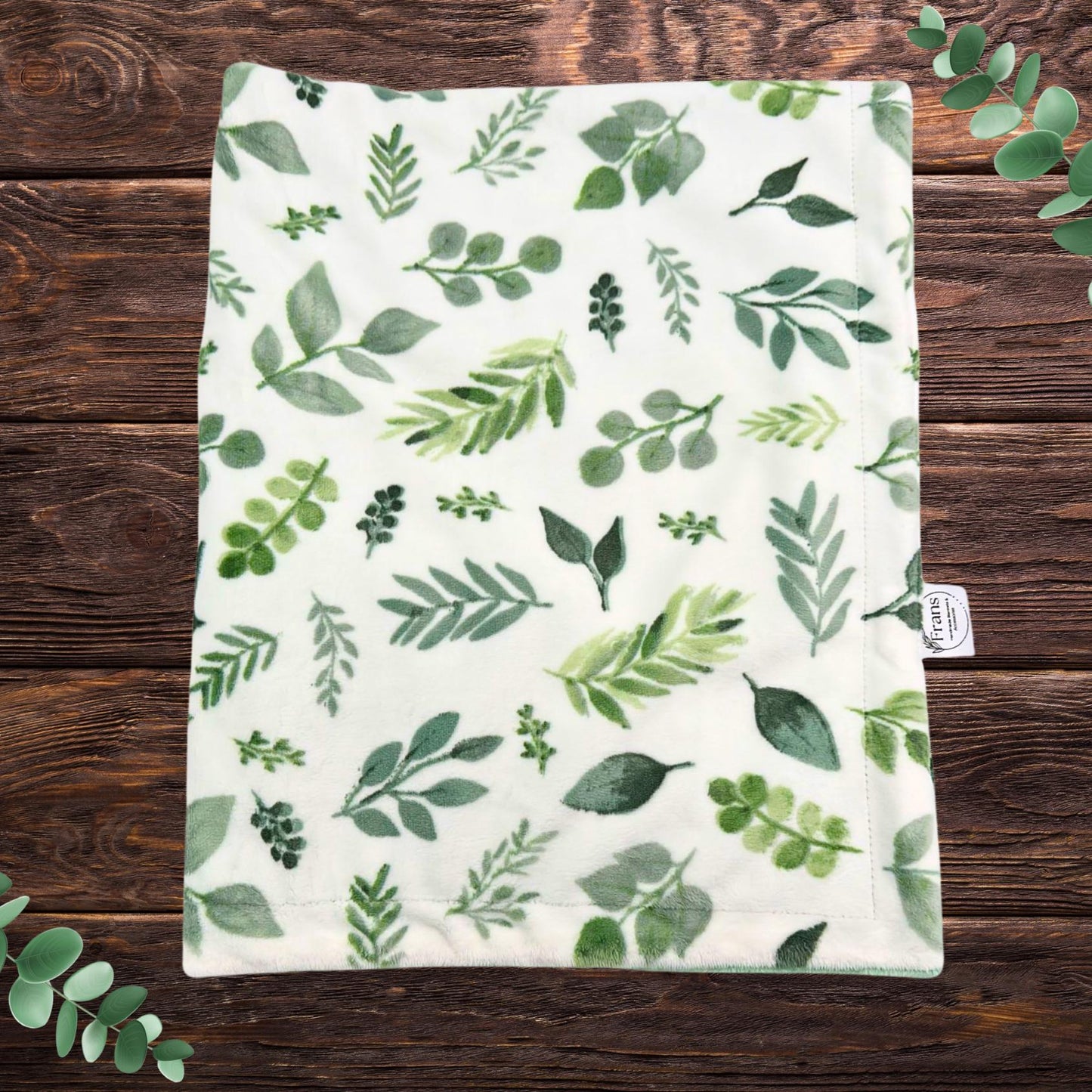 plush green leaf minky baby blanket
