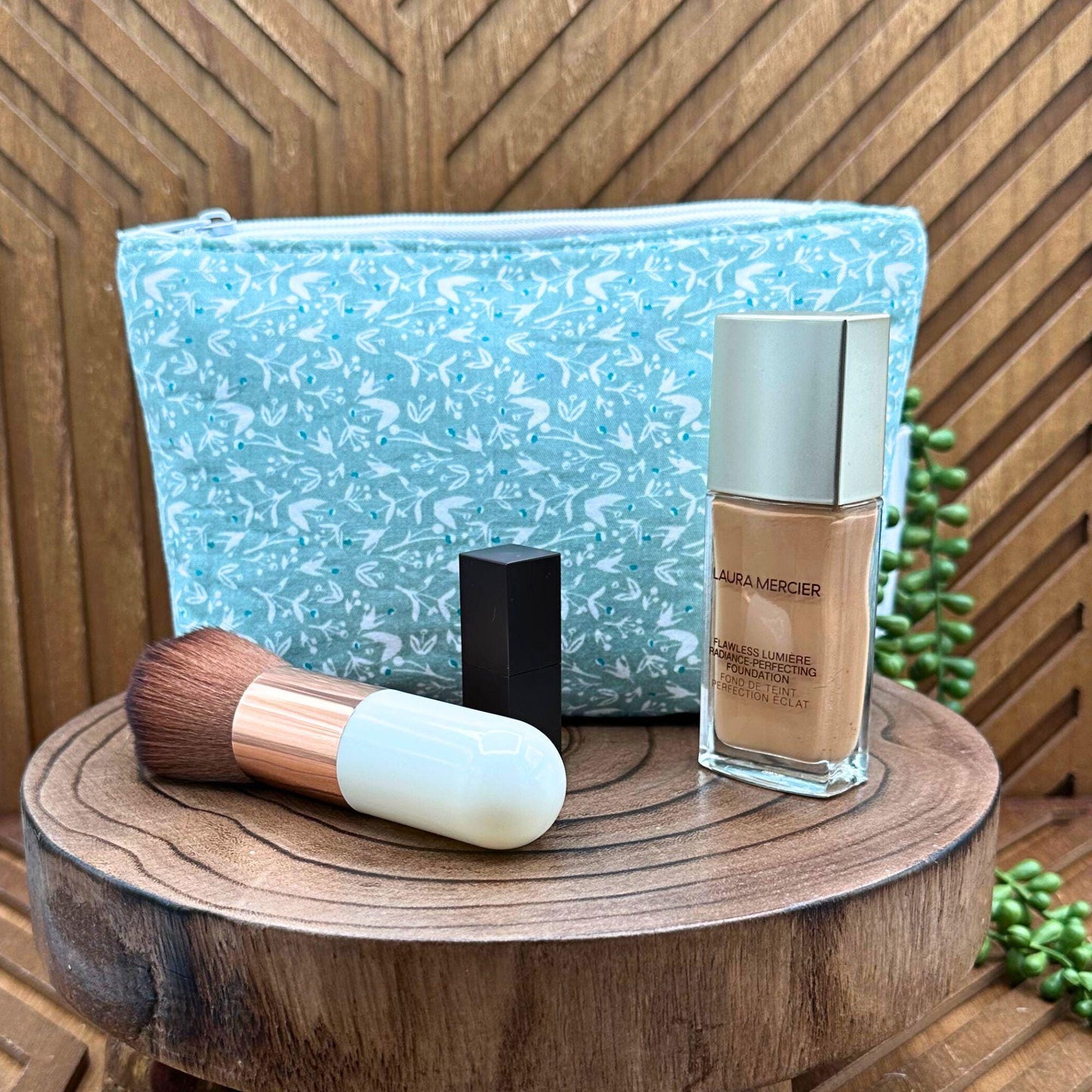 Chic Sage Blossom Makeup Bag Set - Travel Must-Have, Cosmetic and Organizer Bags
